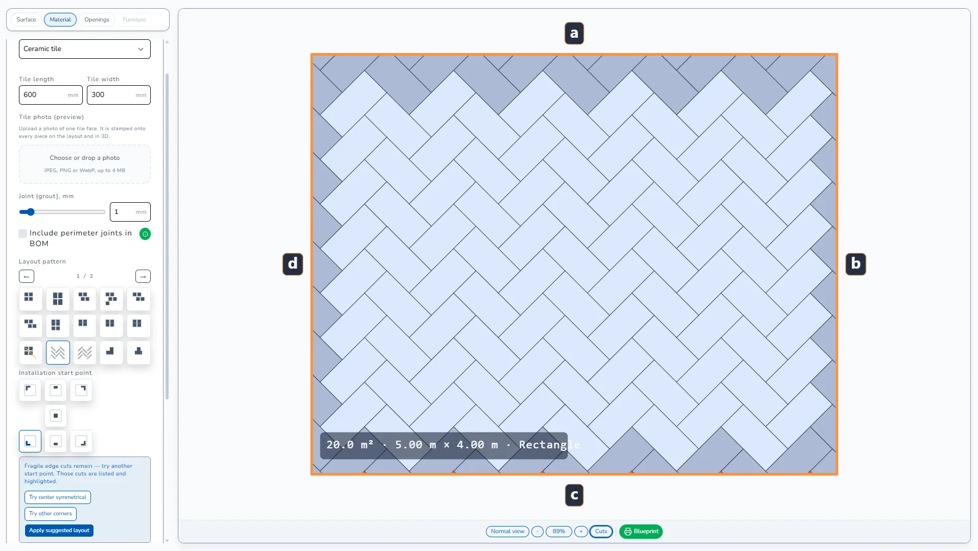 Herringbone floor with the Sliver Guard panel