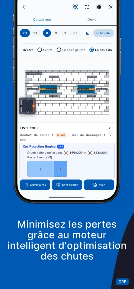 Minimisez les pertes grâce au moteur intelligent d'optimisation des chutes (CRE)