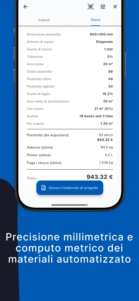 Precisione millimetrica e computo metrico dei materiali automatizzato
